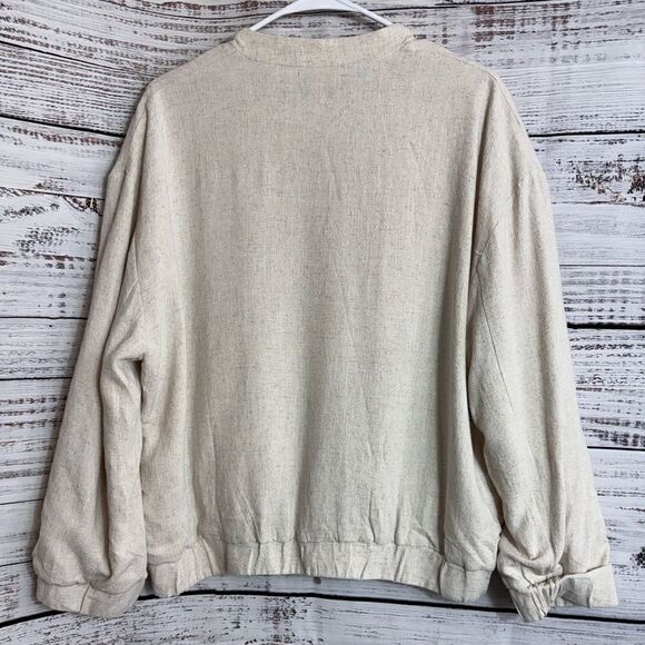 Azel Hazel jacket Womens size Large bomber linen Ivory snap front casual woven - Picture 5 of 12